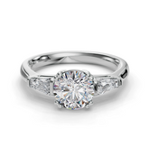 Round Side Stone Engagement Ring